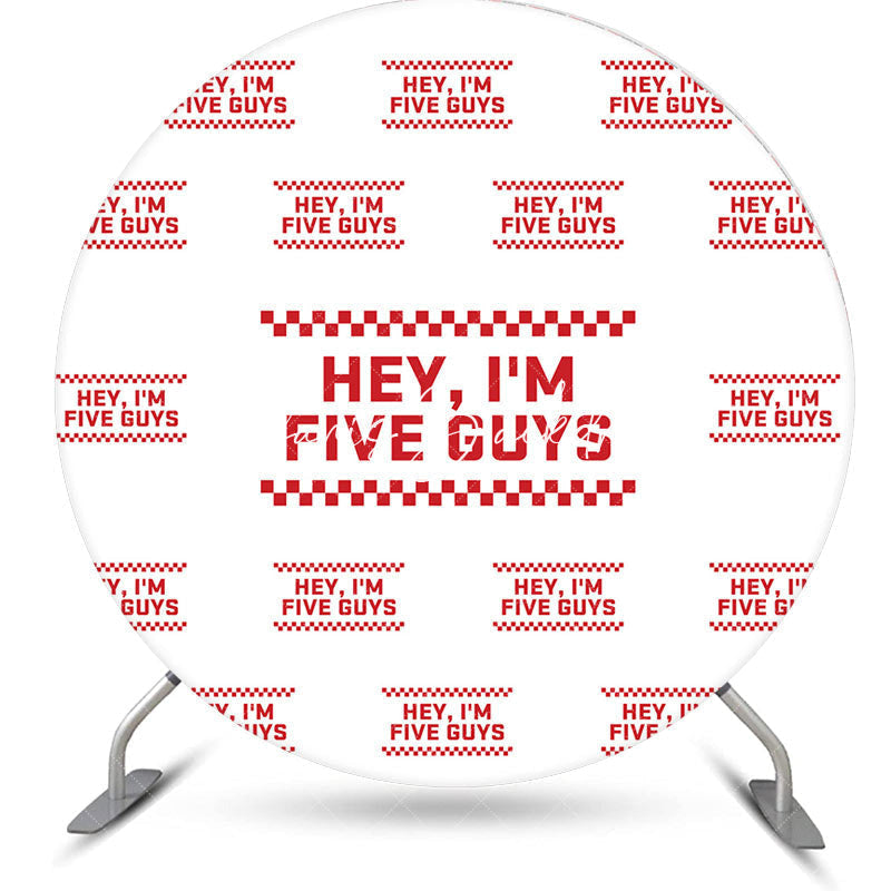 Lofaris White Red Im Five Guys 5th Birthday Round Backdrop