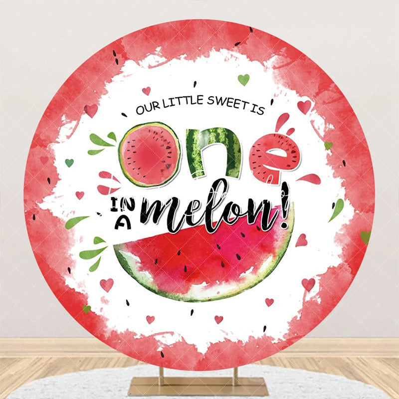 Lofaris White Red One In A Melon Round Birthday Backdrop