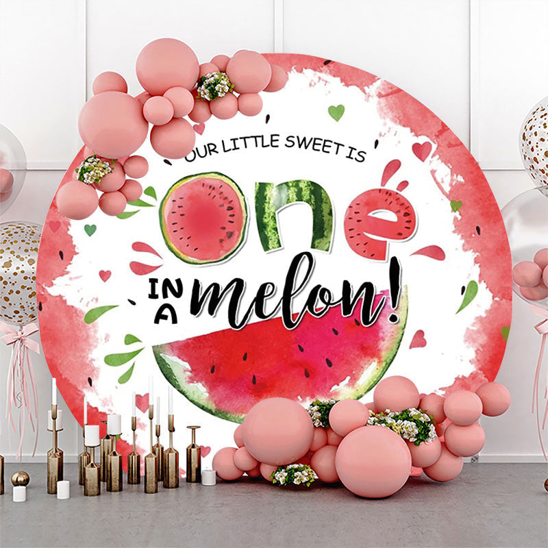 Lofaris White Red One In A Melon Round Birthday Backdrop