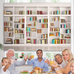Lofaris White shelf full of books back to school Backdrop
