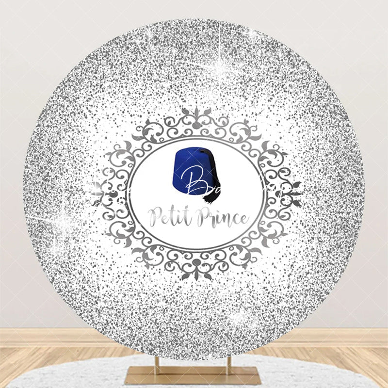 Lofaris White Silver Blue Hat Petit Prince Round Backdrop