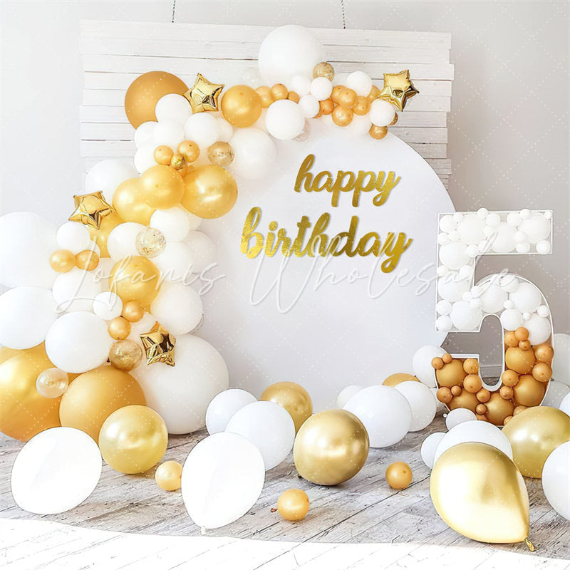 Lofaris White Simple Happy Birthday Round Backdrop for Party