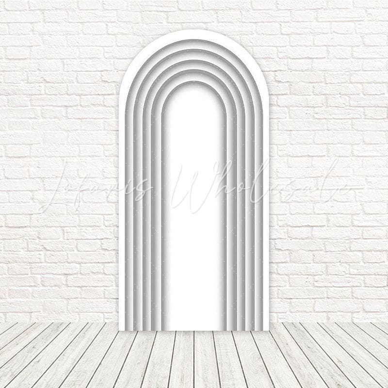 White Slat Minimal Chic Arch Backdrop For Contemporary Themed Event