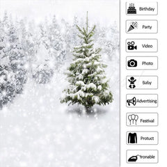 Lofaris White Snow Tree Winter Christmas Backdrop For Party