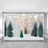 Lofaris White Snowflake And Tree Glitter Christmas Backdrop