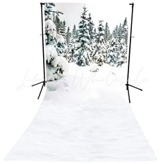 Lofaris White Snowy Tree Winter Scene Photo Booth Backdrop