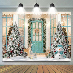 Lofaris White Snowy World With Christmas Trees Outside Door