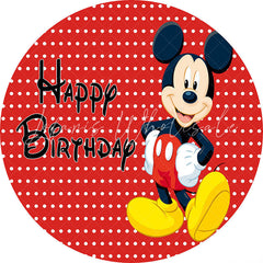 Lofaris White Spot Round Red Cartoon Mouse Birthday Backdrop