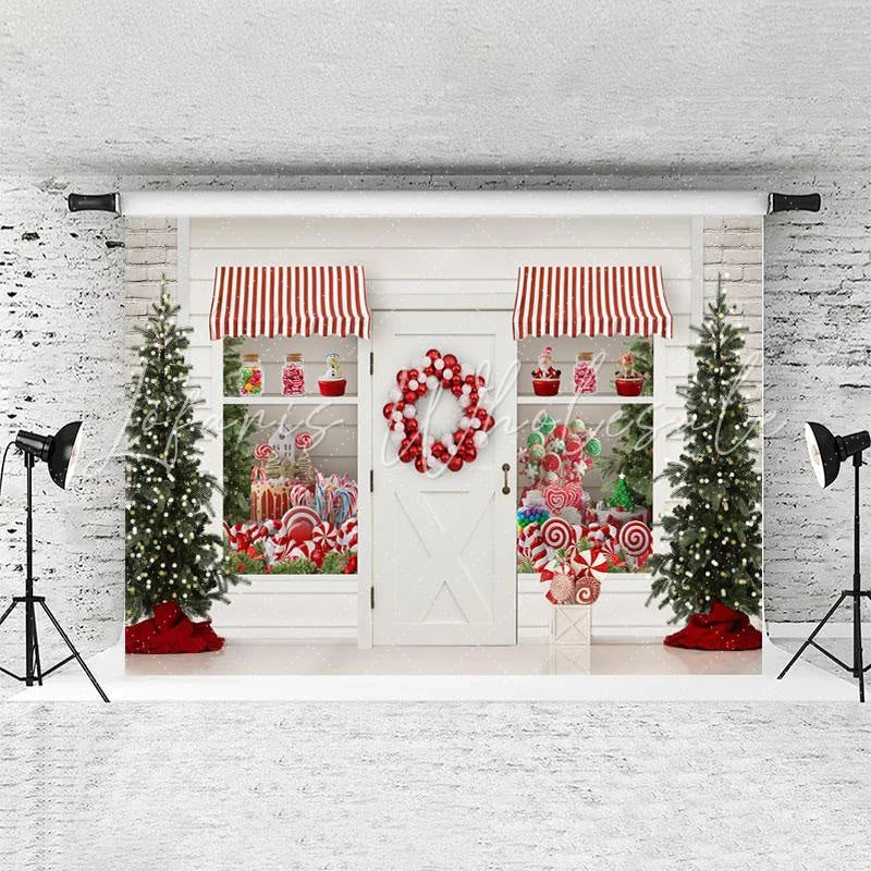Lofaris White Theme Shop Christmas Tree Backdrop