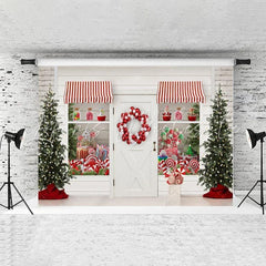 Lofaris White Theme Shop Christmas Tree Backdrop