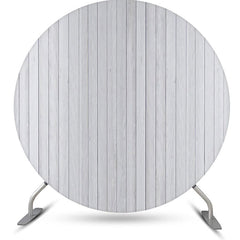Lofaris White Vertical Plank Simple Round Birthday Backdrop
