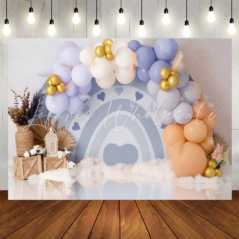 Lofaris White Wall Colourful Balloon 1st Birthday Backdrop