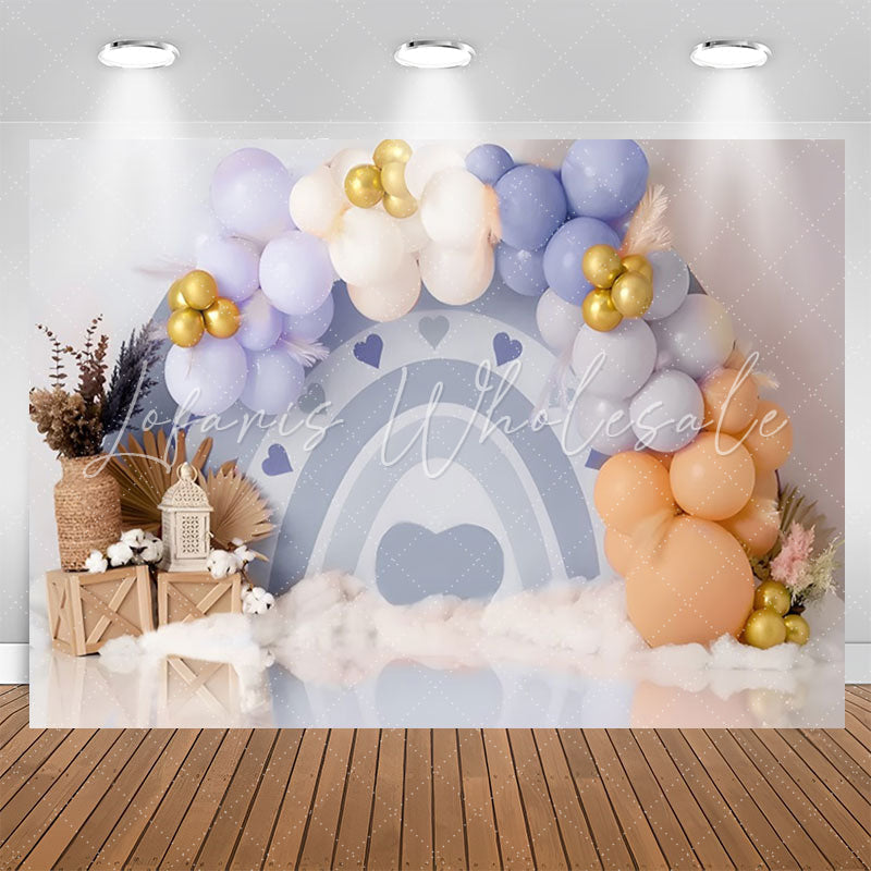 Lofaris White Wall Colourful Balloon 1st Birthday Backdrop