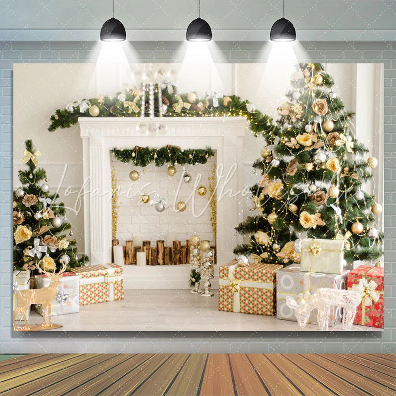 Lofaris White Winter Kitchen House Christmas Holiday Backdrop