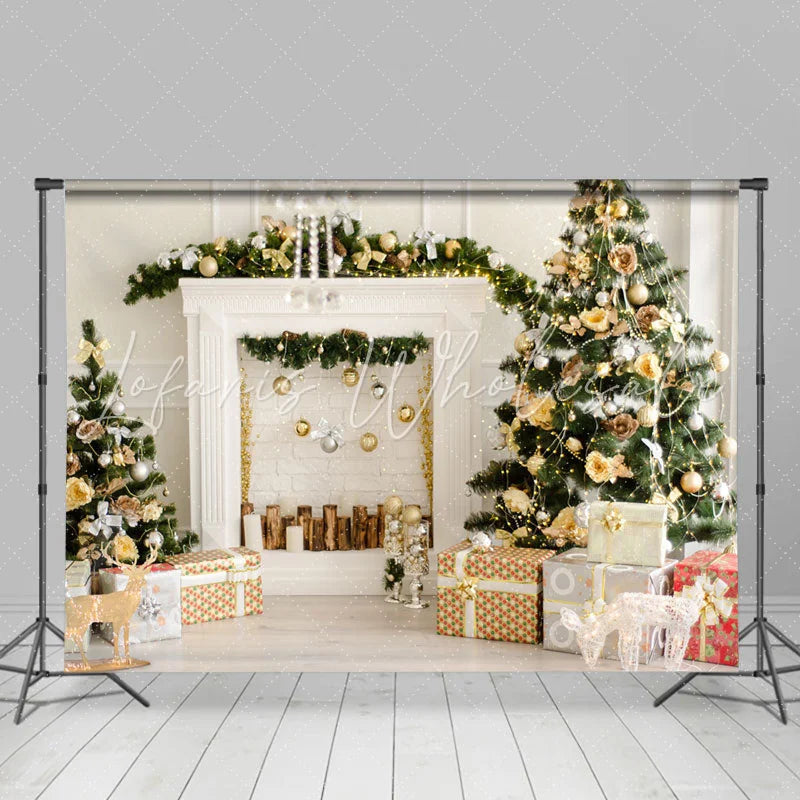Lofaris White Winter Kitchen House Christmas Holiday Backdrop
