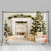 Lofaris White Winter Kitchen House Christmas Holiday Backdrop