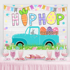 Lofaris White Wooden Car Colored flag Happy Birthday Backdrop