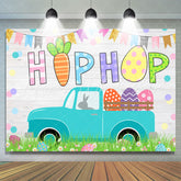 Lofaris White Wooden Car Colored flag Happy Birthday Backdrop
