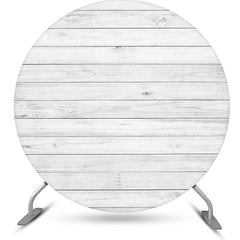 Lofaris White Wooden Textured Wall Circle Birthday Backdrop