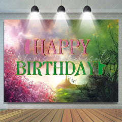 Wicked Green Pink Fantasy Witch Birthday Party Backdrop For Girls