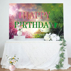 Wicked Green Pink Fantasy Witch Birthday Party Backdrop For Girls