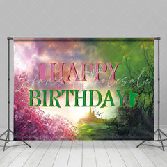 Wicked Green Pink Fantasy Witch Birthday Party Backdrop For Girls