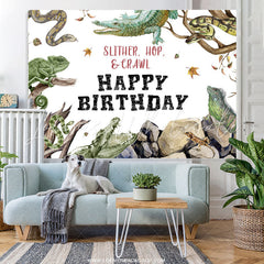 Lofaris Wild Animals Slither Hop Crawl Happy Birthday Backdrop