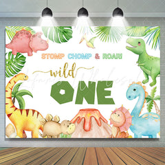 Lofaris Wild Dinosaurs Volcano Happy 1st Birthday Backdrop
