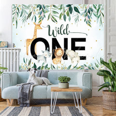 Lofaris Wild One Cartoon Animal Baby Shower Backdrop for Boy