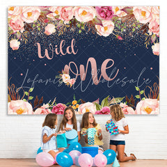 Lofaris Wild One Floral Glitter Party Backdrop for 1st Birthday