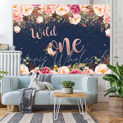 Lofaris Wild One Floral Glitter Party Backdrop for 1st Birthday