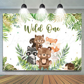 Lofaris Wild One Jungle Cartoon Animals 1st Birthday Backdrop