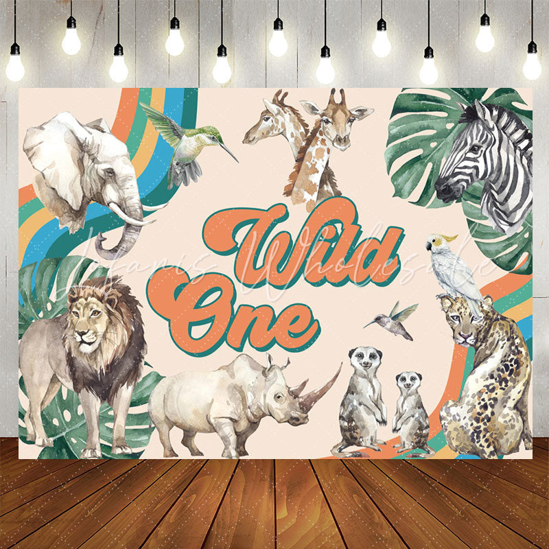 Lofaris Wild One Leaf Safari Happy 1st Birthday Backdrop