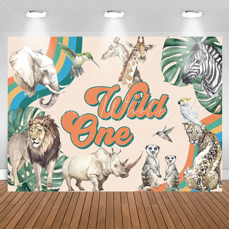 Lofaris Wild One Leaf Safari Happy 1st Birthday Backdrop