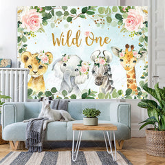 Lofaris Wild One Pink Floral Animals 1st Birthday Backdrop
