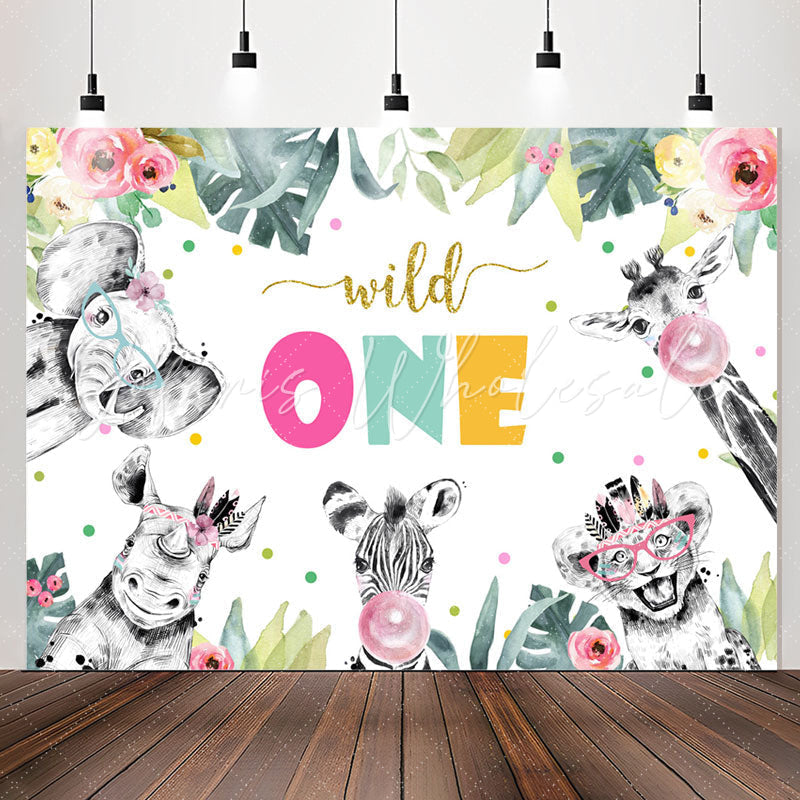 Lofaris Wild One Safari Floral Boho 1st Birthday Backdrop