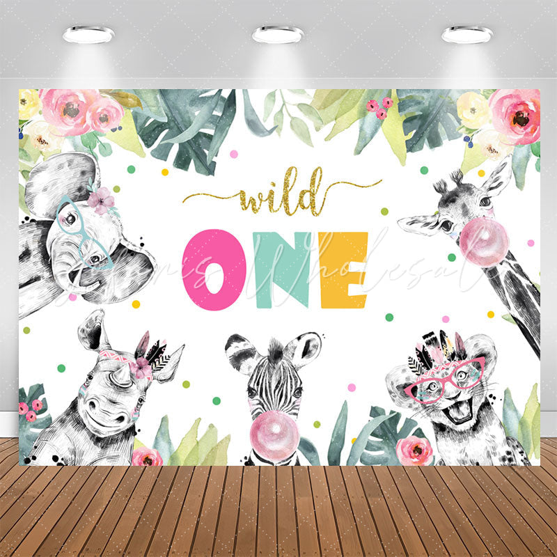 Lofaris Wild One Safari Floral Boho 1st Birthday Backdrop