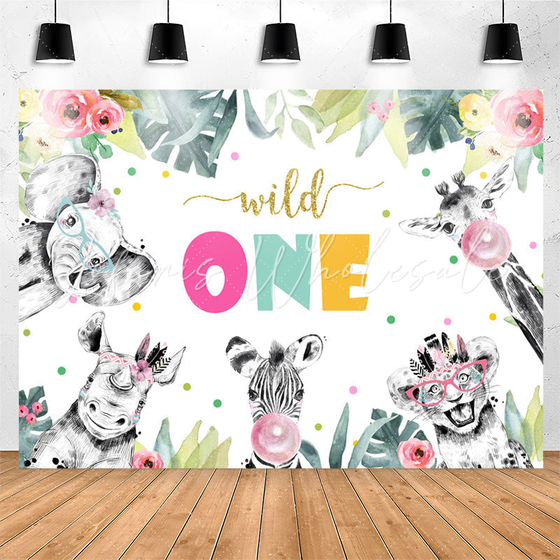 Lofaris Wild One Safari Floral Boho 1st Birthday Backdrop