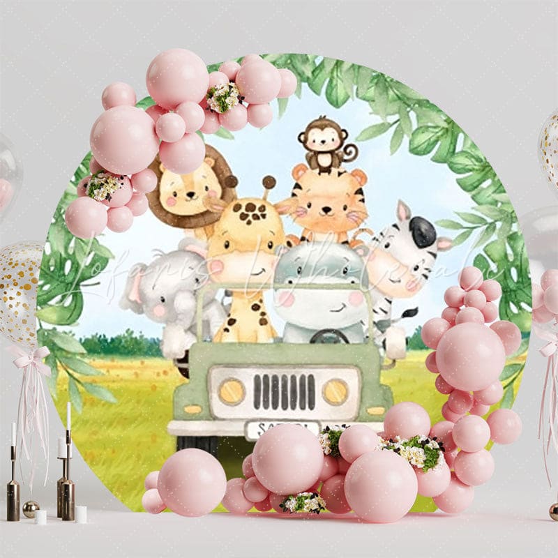 Wild Safari Round Backdrop For Exciting Jungle Party Adventure