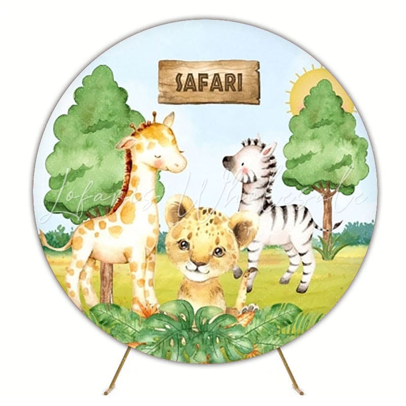 Wild Safari Round Backdrop For Fun Jungle-Themed Party Celebration