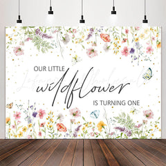 Lofaris Wildflower Butterfly 1st Birthday Backdrop For Girl