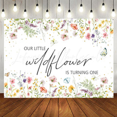Lofaris Wildflower Butterfly 1st Birthday Backdrop For Girl