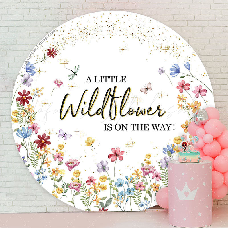 Lofaris Wildflower Is On The Way Round Baby Shower Backdrop