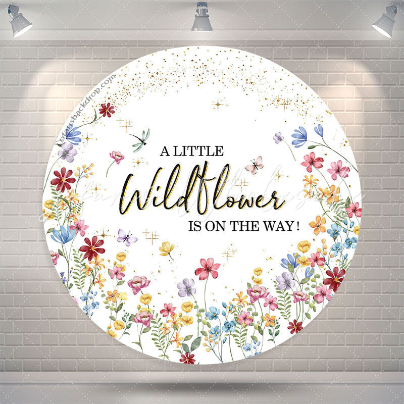 Lofaris Wildflower Is On The Way Round Baby Shower Backdrop