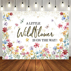 Lofaris Wildflower On The Way Sparkling Baby Shower Backdrop