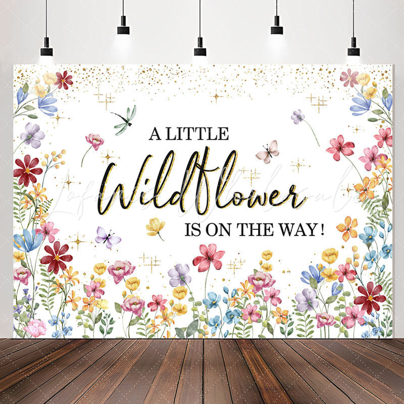 Lofaris Wildflower On The Way Sparkling Baby Shower Backdrop