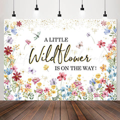 Lofaris Wildflower On The Way Sparkling Baby Shower Backdrop