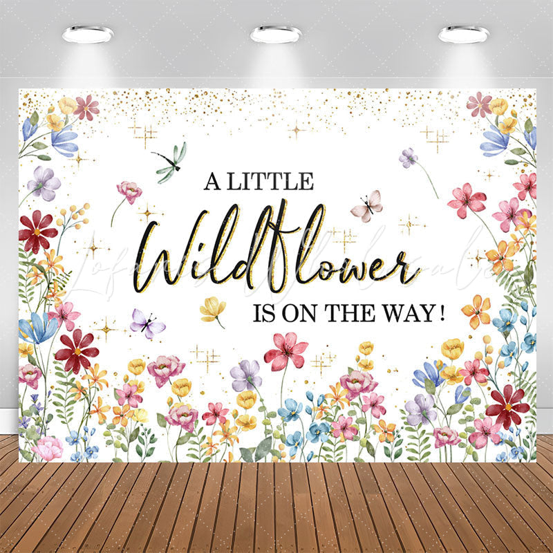 Lofaris Wildflower On The Way Sparkling Baby Shower Backdrop