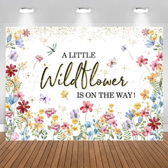 Lofaris Wildflower On The Way Sparkling Baby Shower Backdrop