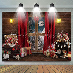 Lofaris Window Bear Moon Elk Christmas Photography Backdrop
